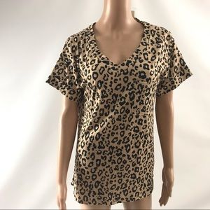 Miholl Women’s Tee Top Size M Beige Shirt Leopard